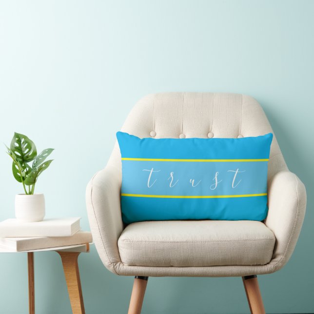 Elegant Personlig Blue och Gult Rand Lumbarkudde (Stol)