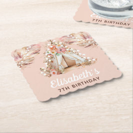 Elegant Personlig Bohemian Girl Birthday Underlägg Papper