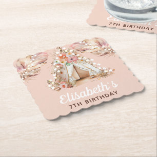 Elegant Personlig Bohemian Girl Birthday Underlägg Papper