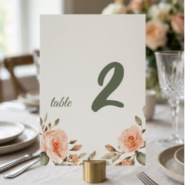 Elegant personlig bordsskylt med blommotiv bordsnummer