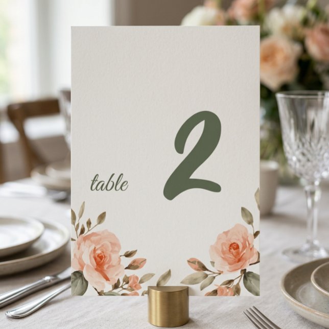 Elegant personlig bordsskylt med blommotiv bordsnummer (Skapare uppladdad)
