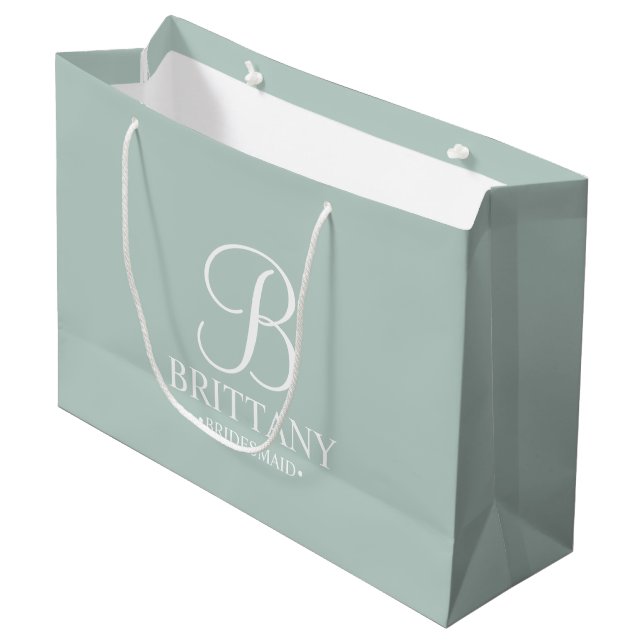 Elegant Personlig Bridesmaid Monogram och Namn (Framsidan Vinklad)
