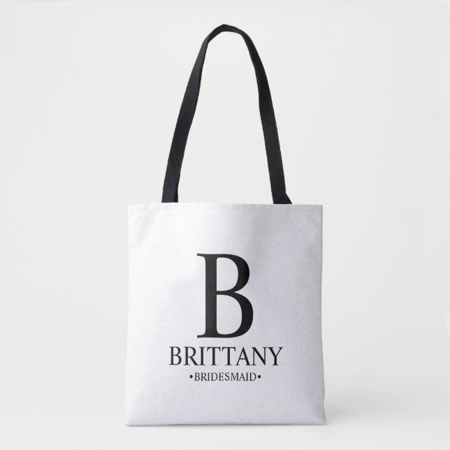 Elegant Personlig Bridesmaid Monogram och Namn Tygkasse (Framsida)