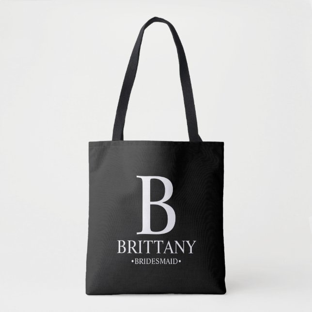 Elegant Personlig Bridesmaid Monogram och Namn Tygkasse (Framsida)