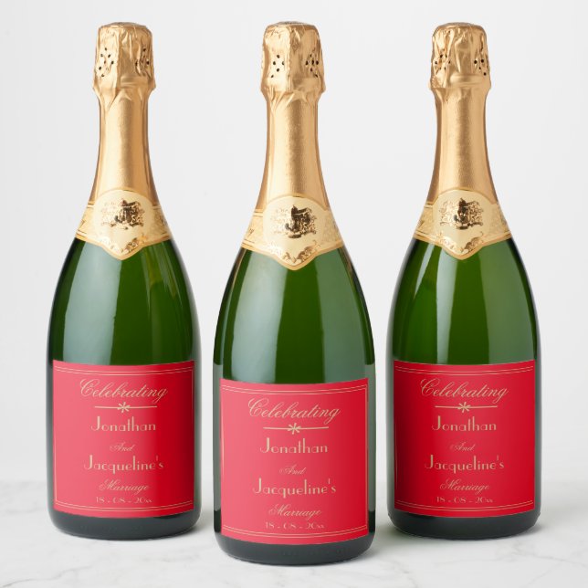 Elegant Personlig Bröllop Chic Red Guld (Flaskor)