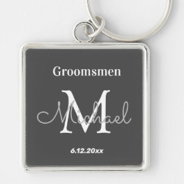 elegant personlig  bröllopsgäst svart vit fyrkantig silverfärgad nyckelring