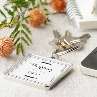 Elegant Personlig Bröllopsgåva  Modern Skräddarsyd Fyrkantig Silverfärgad Nyckelring