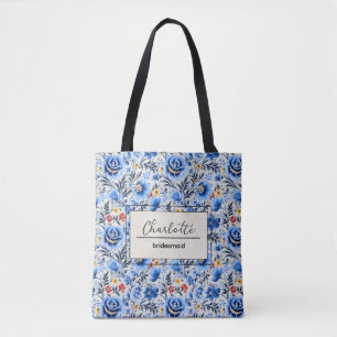 Elegant Personlig Brudtärna Monogram Namn Tygkasse