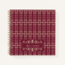 Elegant Personlig Burgundy & Guld Blommig Virvel