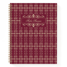 Elegant Personlig Burgundy & Guld Blommig Virvel