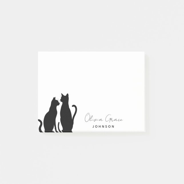 Elegant Personlig Cat Silhouette Post it Notes Post-it Block (Framsida)