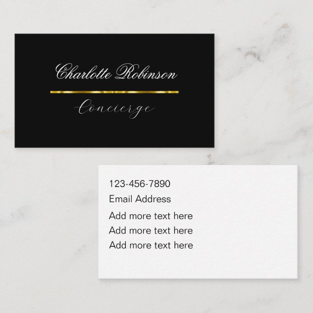 Elegant personlig conciergeassistent visitkort (Fram/baksida)