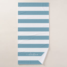 Elegant Personlig Dammblå Vita Ränder Badrum