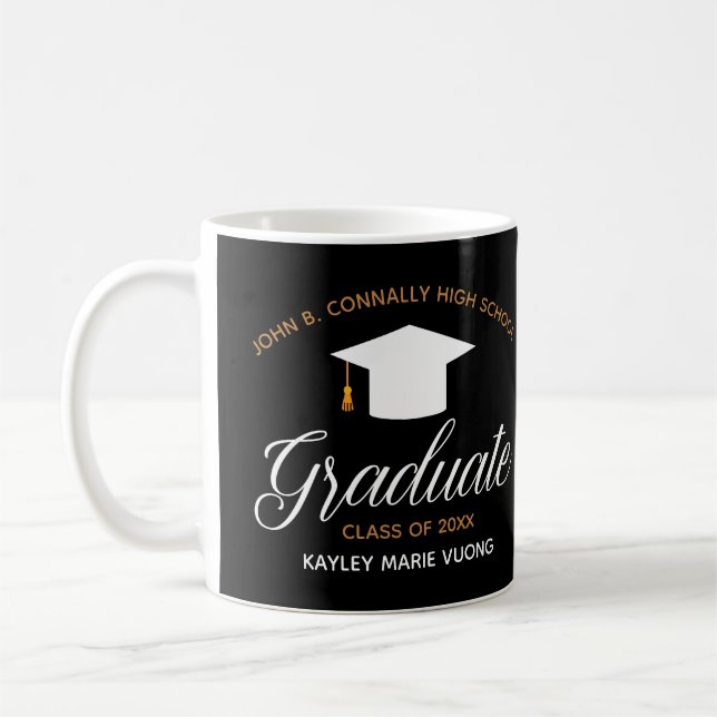 Elegant Personlig Examenspresent 2023 Examen Svart Kaffemugg (Vänster)