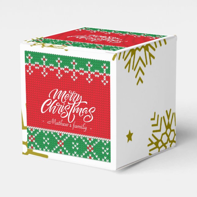 ELEGANT PERSONLIG FAMILY RED MERRY CHRISTAMS PRESENTASKAR (Framsidan Sidan)