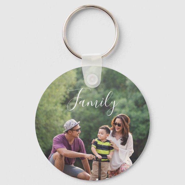 Elegant Personlig Family Two Photo Monogram Nyckelring (Framsida)