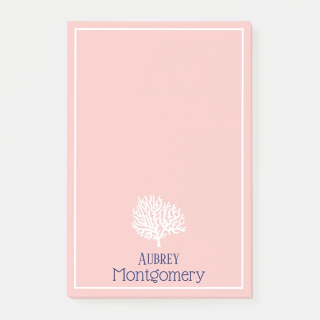 Elegant personlig för vithavskorall post-it block (Framsida)