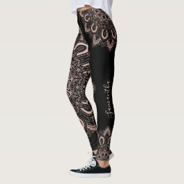 Elegant Personlig Girly Black Ro Guld Leggings