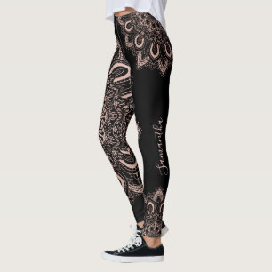 Elegant Personlig Girly Black Ro Guld Leggings