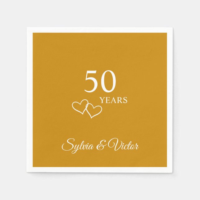 Elegant Personlig Golden 50-årsjubileum Party Pappersservett (Framsidan)