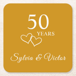 Elegant Personlig Golden 50-årsjubileum Party Underlägg Papper Kvadrat