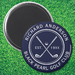 Elegant Personlig Golf Klubb Namn marin Blue Magnet