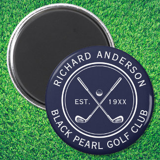 Elegant Personlig Golf Klubb Namn marin Blue Magnet