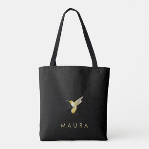 Elegant Personlig Guld Hummingbird on Black Tygkasse