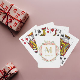 Elegant Personlig Guld Monogram Blommigt Casinokort