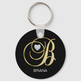 Elegant Personlig Guld Monogrammed Brev B Nyckelring