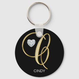 Elegant Personlig Guld Monogrammed Brev C Nyckelring