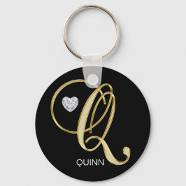 Elegant Personlig Guld Monogrammed Brev Q Nyckelring