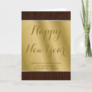 Elegant Personlig Guld och Mörk Wood Helgkort