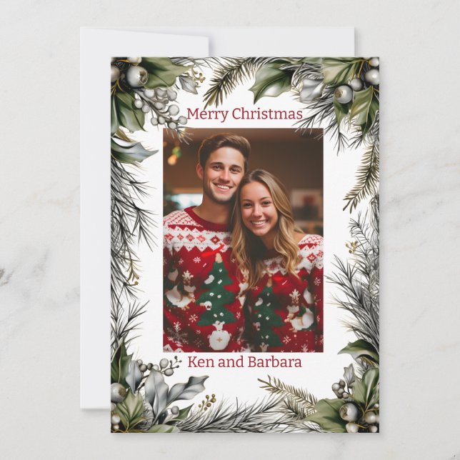 Elegant Personlig Julfrö Utandning Julkort (Framsida)