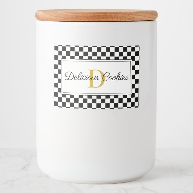 Elegant Personlig Livsmedelsmärke med Monogram Des Mat Etiketter (Framsida)