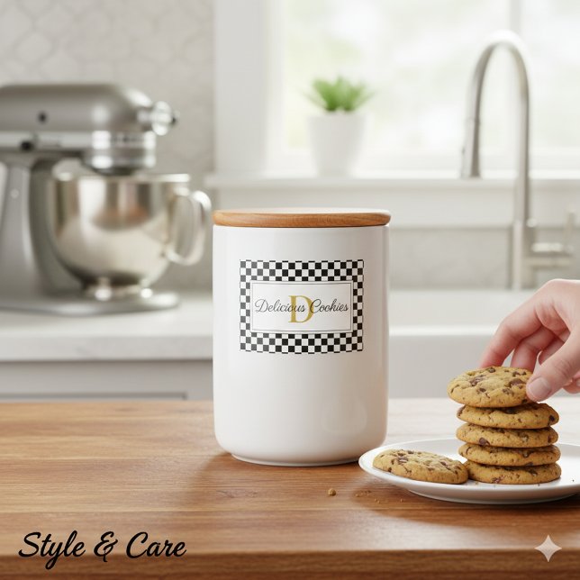 Elegant Personlig Livsmedelsmärke med Monogram Des Mat Etiketter (Elegant Personalized Food Label with Monogram Design)