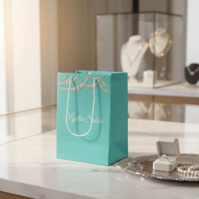 Elegant Personlig Luxury Gift Bag med pärlor (Skapare uppladdad)