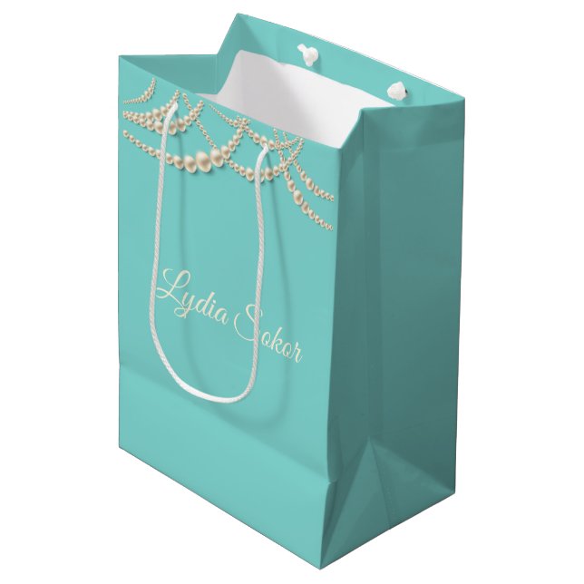 Elegant Personlig Luxury Gift Bag med pärlor (Framsidan Vinklad)