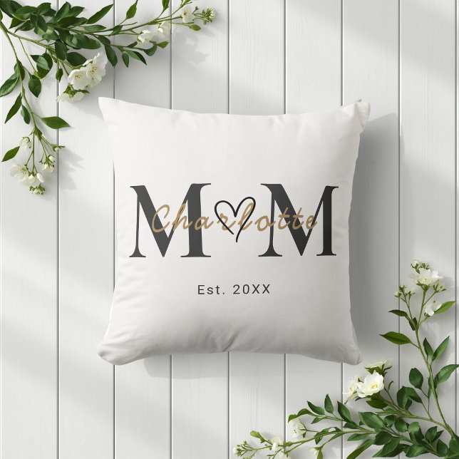 Elegant Personlig Mammas Namn Est År Kudde (Skapare uppladdad)