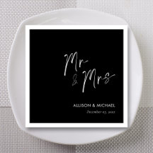 Elegant Personlig Minimalist Mr & Mrs Napkins