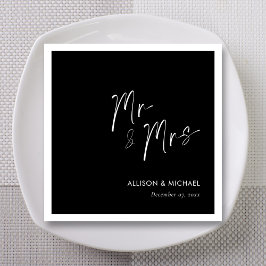 Elegant Personlig Minimalist Mr & Mrs Napkins Pappersservett