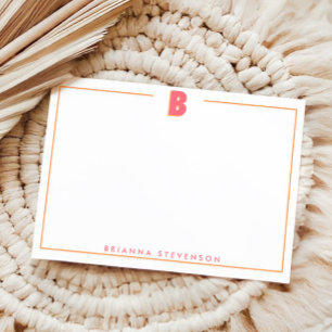 Elegant Personlig Monogram 3D Bokstav B Initial Anteckningskort