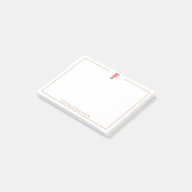 Elegant Personlig Monogram 3D Bokstav F Initial  Post-it Block (Vinklad)