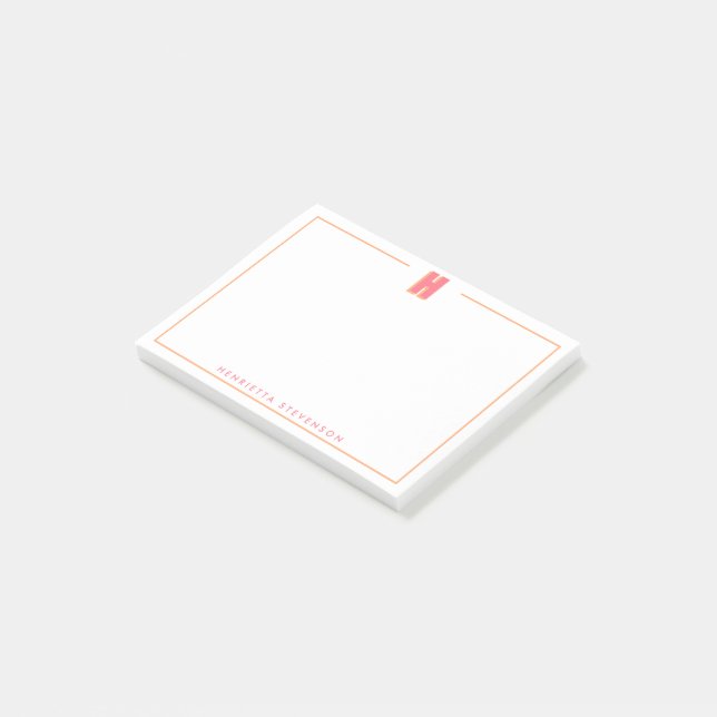 Elegant Personlig Monogram 3D Bokstav H Initial  Post-it Block (Vinklad)