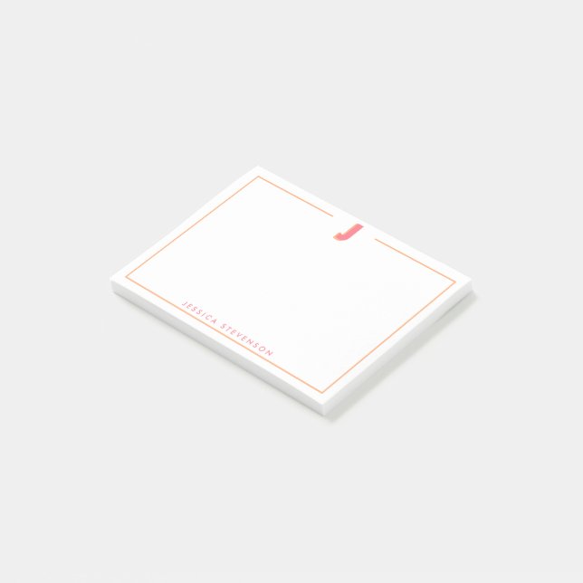Elegant Personlig Monogram 3D Bokstav J Initial  Post-it Block (Vinklad)