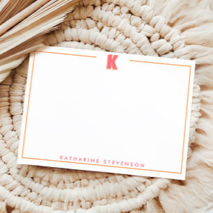Elegant Personlig Monogram 3D Bokstav K Initial Anteckningskort
