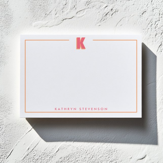 Elegant Personlig Monogram 3D Bokstav K Initial  Post-it Block (Skapare uppladdad)