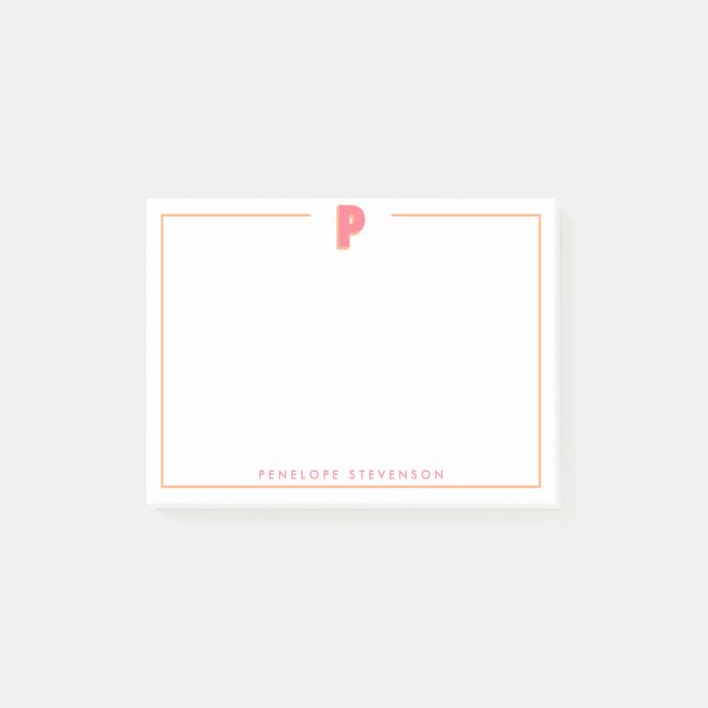 Elegant Personlig Monogram 3D Bokstav P Initial  Post-it Block (Framsida)