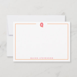 Elegant Personlig Monogram 3D Bokstav Q Initial Anteckningskort