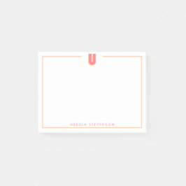 Elegant Personlig Monogram 3D Bokstav U Initial  Post-it Block